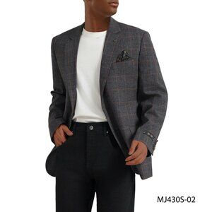 Grey Textured Windowpane Notch Lapel Slim Fit Tazzio Men's Jacket